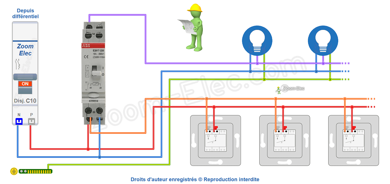 Comment brancher un télérupteur ABB E251T 435004 ?