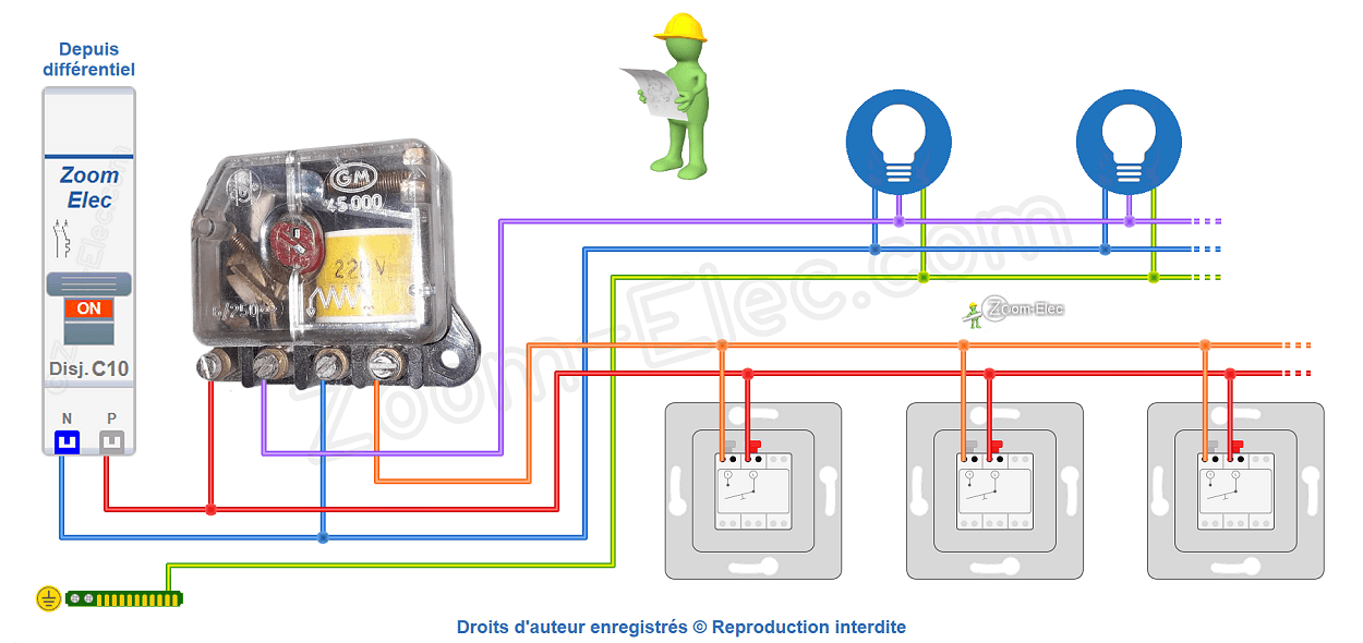 Comment brancher un télérupteur GM 45000 encastrable ou de boîte de dérivation ?