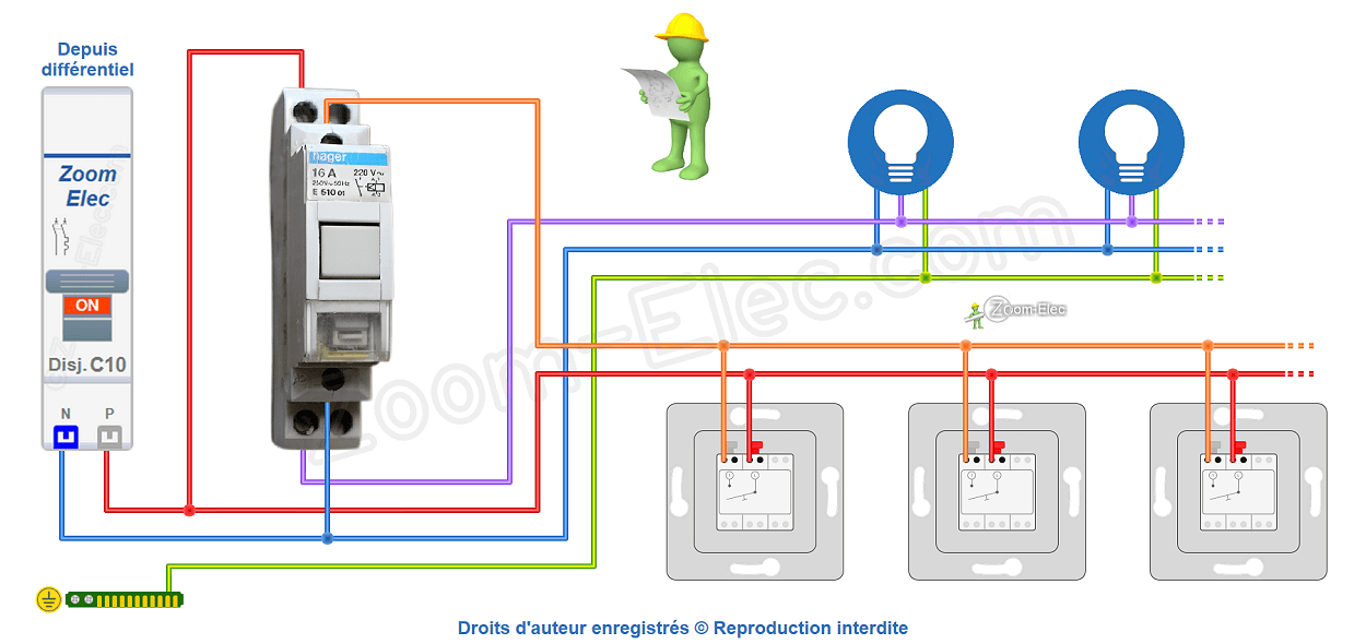 Comment brancher un télérupteur Hager E510 ?