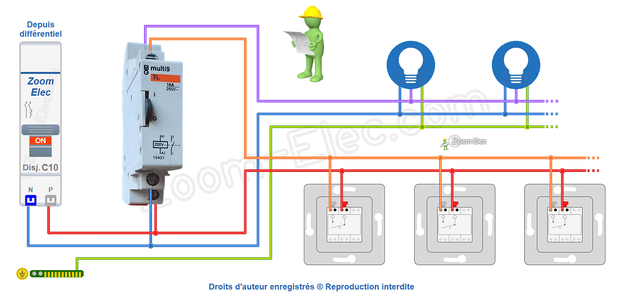Comment brancher un télérupteur Merlin Gerin Multi9 15431 ?
