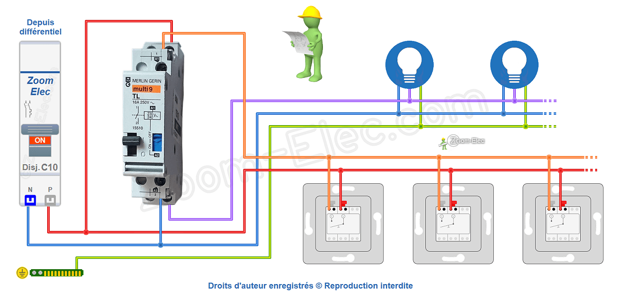 Comment brancher un télérupteur Merlin Gerin Muti9 15510 ?