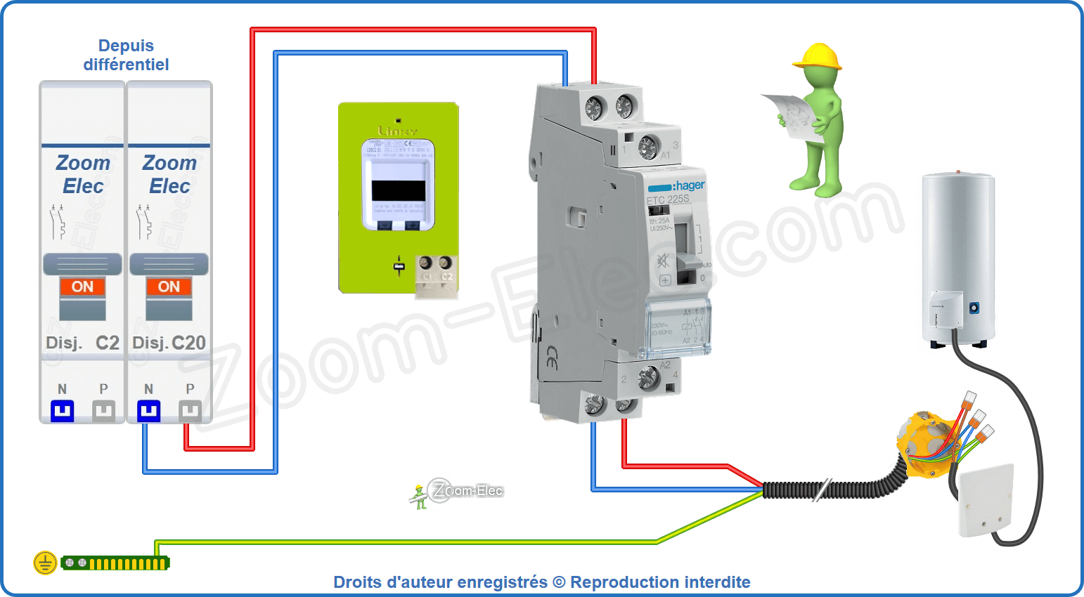 Comment brancher un contacteur jour nuit Hager ETC 225S — free download