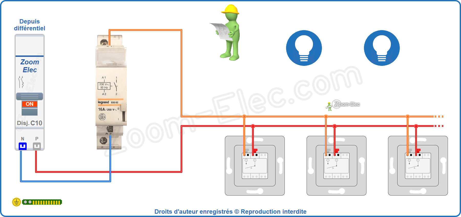Montage du circuit de commande de l'ancien télérupteur Legrand 03562