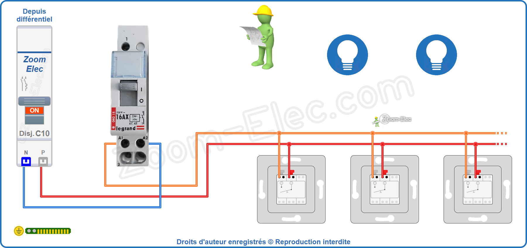 Montage du circuit de commande de l'ancien télérupteur Legrand 04015