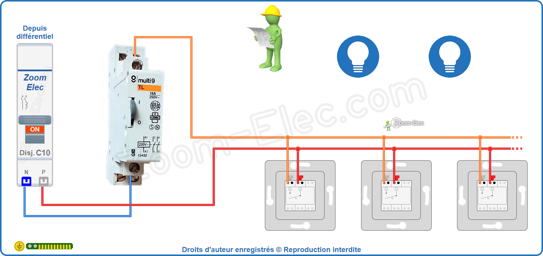 Montage du circuit de commande de l'ancien télérupteur Merlin Gerin multi 9 15432
