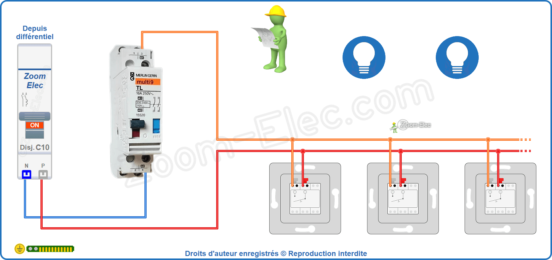 Montage du circuit de commande de l'ancien télérupteur Merlin Gerin multi 9 11520