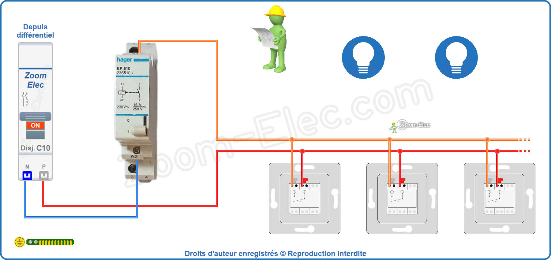 Télérupteur Hager EPS 510b - Disjoncteur Différentiel LED D'occasion