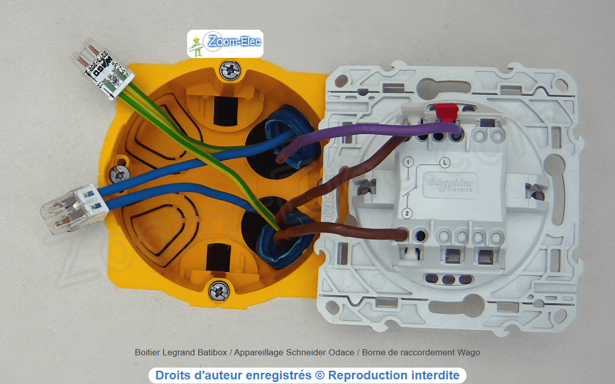 Branchement d'un va-et-vient coté retour lampe - navettes et retour lampe