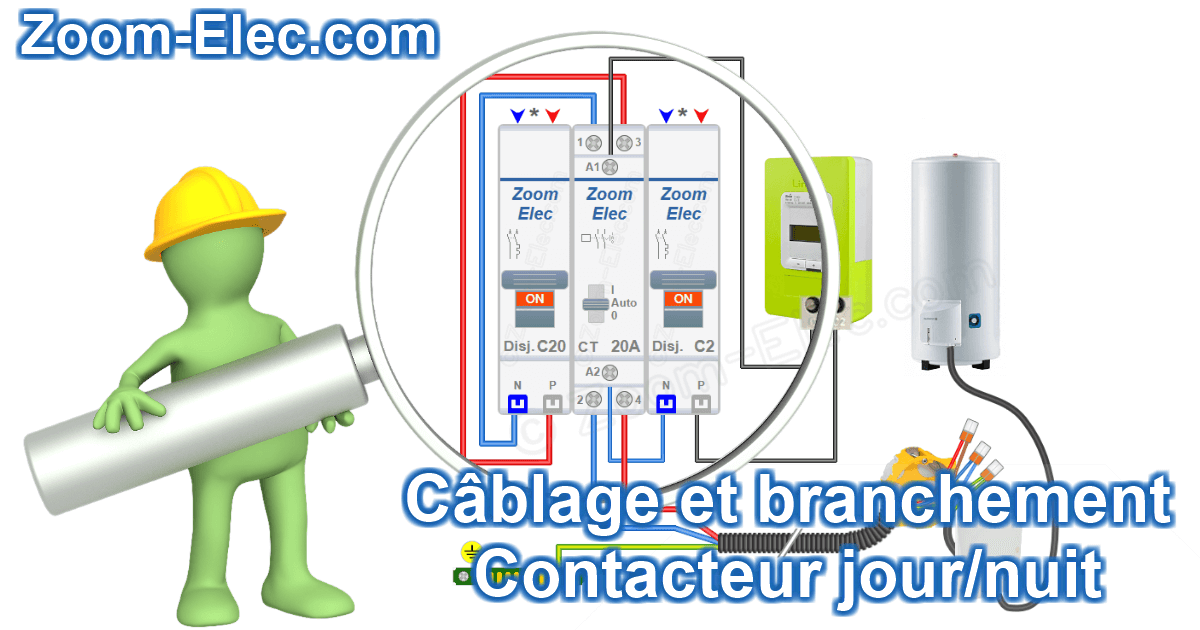 Câblage et branchement d'un contacteur jour-nuit ou heures-creuses pour chauffe-eau ou ballon d'eau chaude