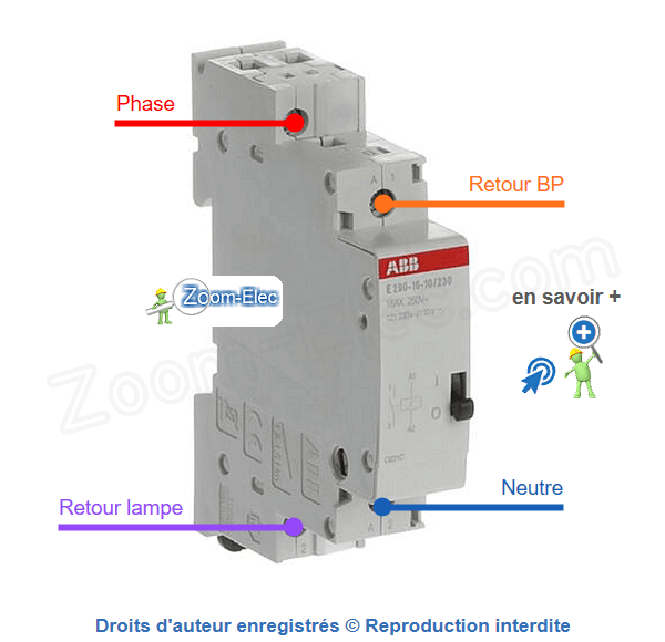 Cablage et branchement d'un telerupteur ABB