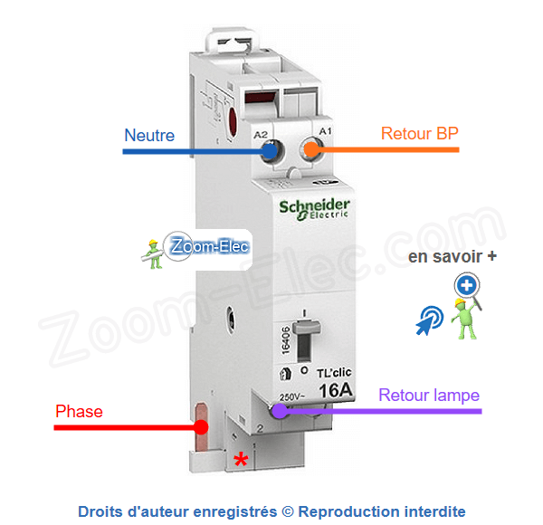 Cablage et branchement d'un telerupteur Schneider avec shunt