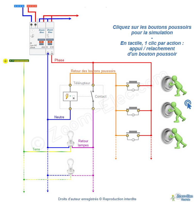 Schéma et branchement d'un bouton poussoir lumineux sans neutre — free download