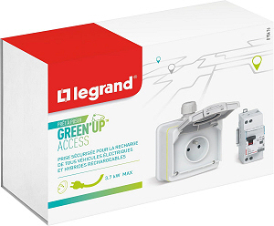 Prise renforcée Green'up + disjoncteur différentielle Legrand pour recharge de véhicule électrique