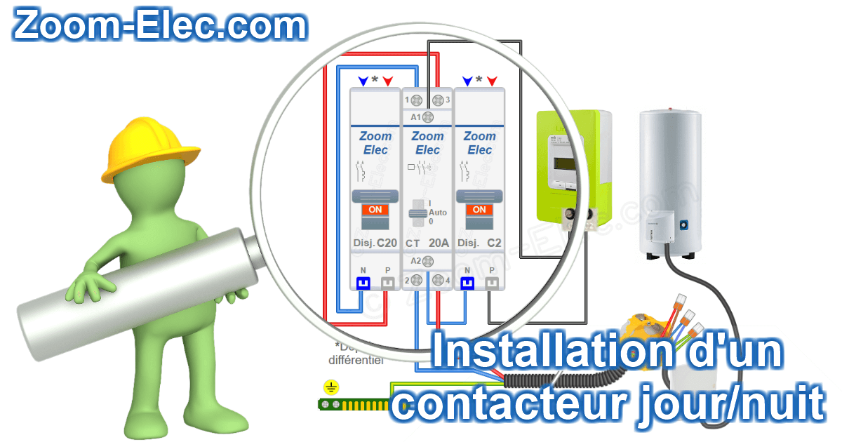Installation d'un contacteur jour-nuit ou heures-creuses pour chauffe eau ou ballon d'eau chaude