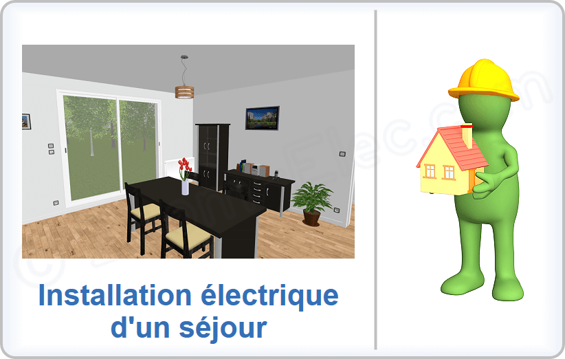 Installation des circuits électriques d'un séjour, conforme à la norme électrique NF C 15-100