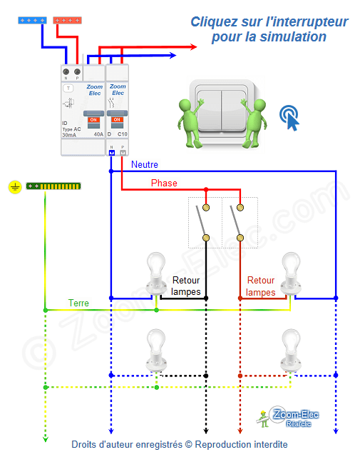 Interrupteur double allumage schéma de câblage et branchement