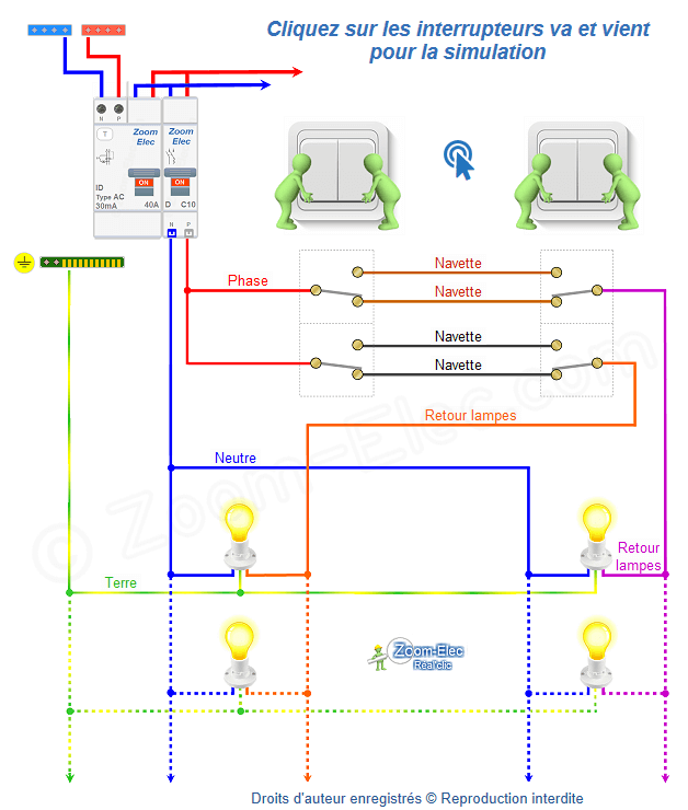 Schema de branchement du double va et vient