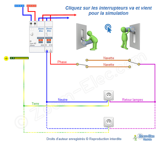 Schéma de branchement d'un va et vient pour prise commandée Schema de branchement d'un va et vient pour prise commandée