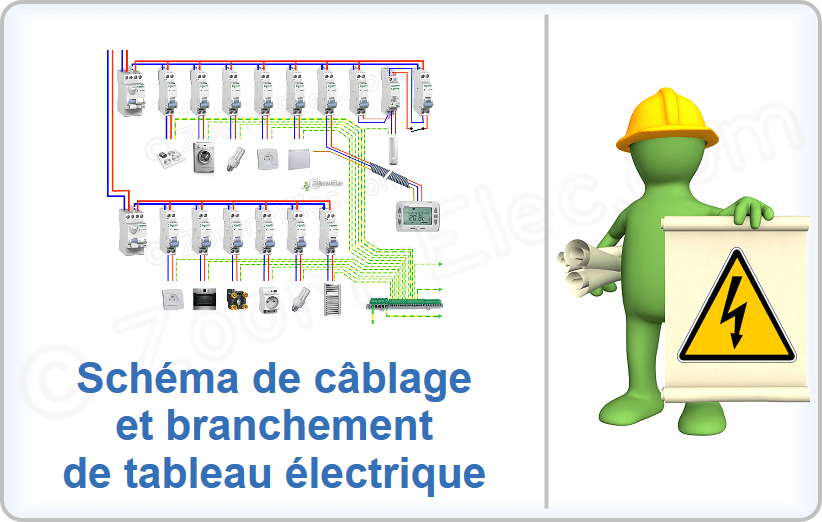 Schéma de câblage et branchement de tableau électrique de type studio.