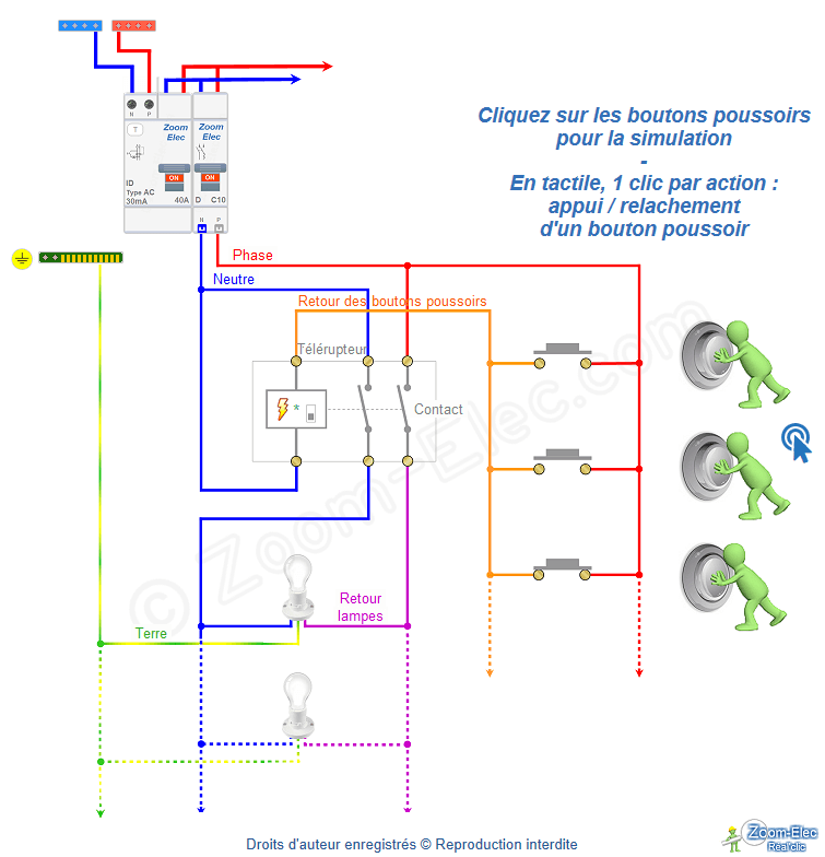 Schéma de principe du télérupteur bipolaire