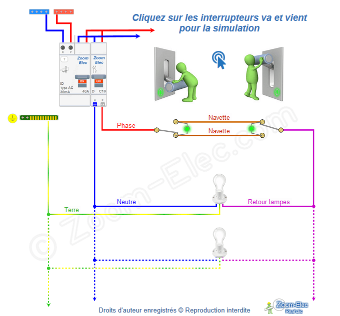 Schéma du va et vient lumineux sans neutre Schéma du va et vient lumineux sans neutre