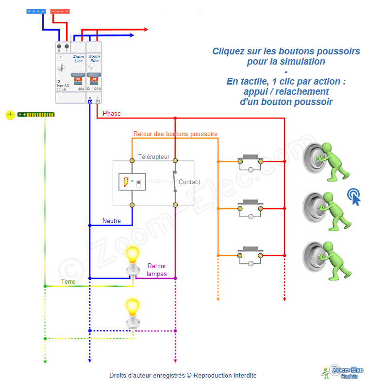 Schéma et branchement d'un bouton poussoir lumineux sans neutre — free download