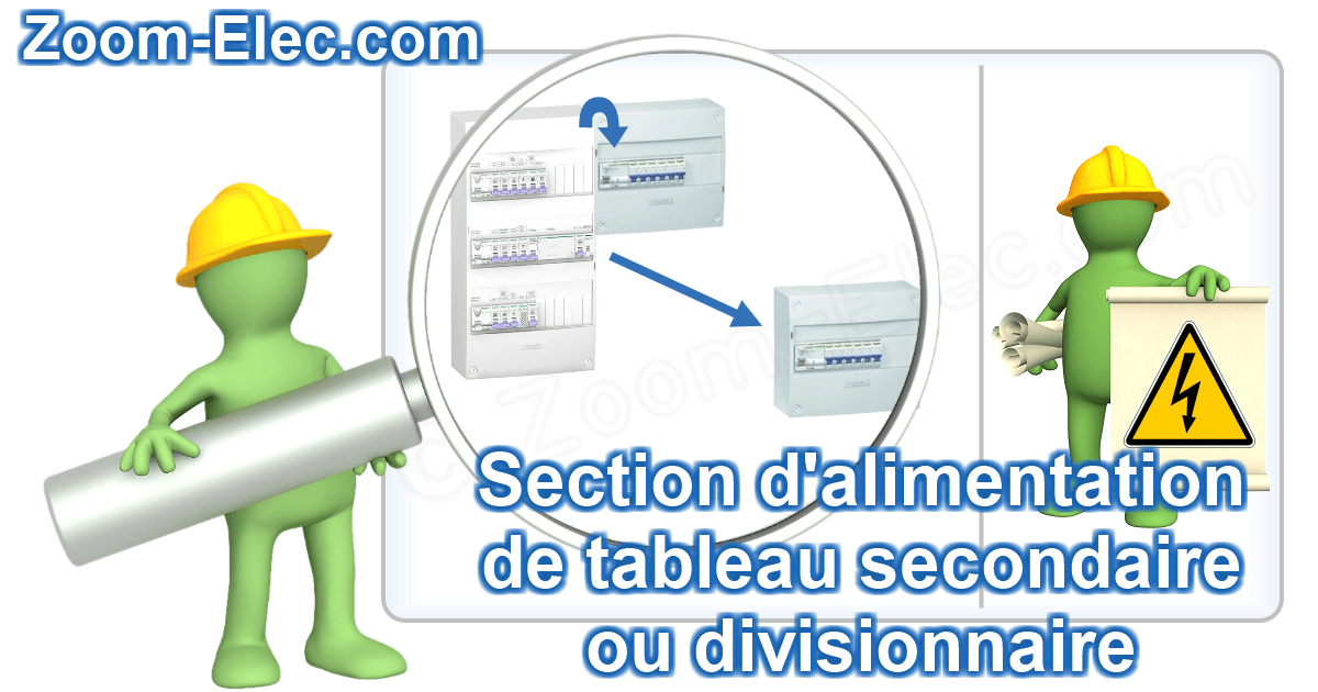 Section de câble d'alimentation d'un tableau électrique secondaire ou divisionnaire
