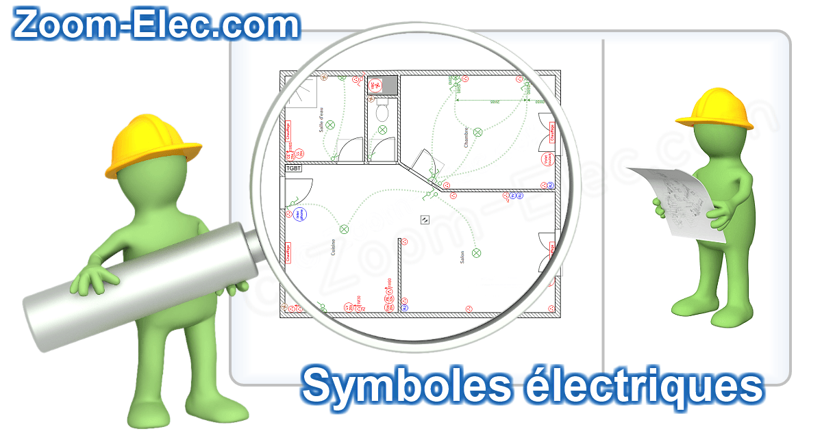 Bibliothèque de symboles électriques normalisés NF C 15-100 pour plans de maison.