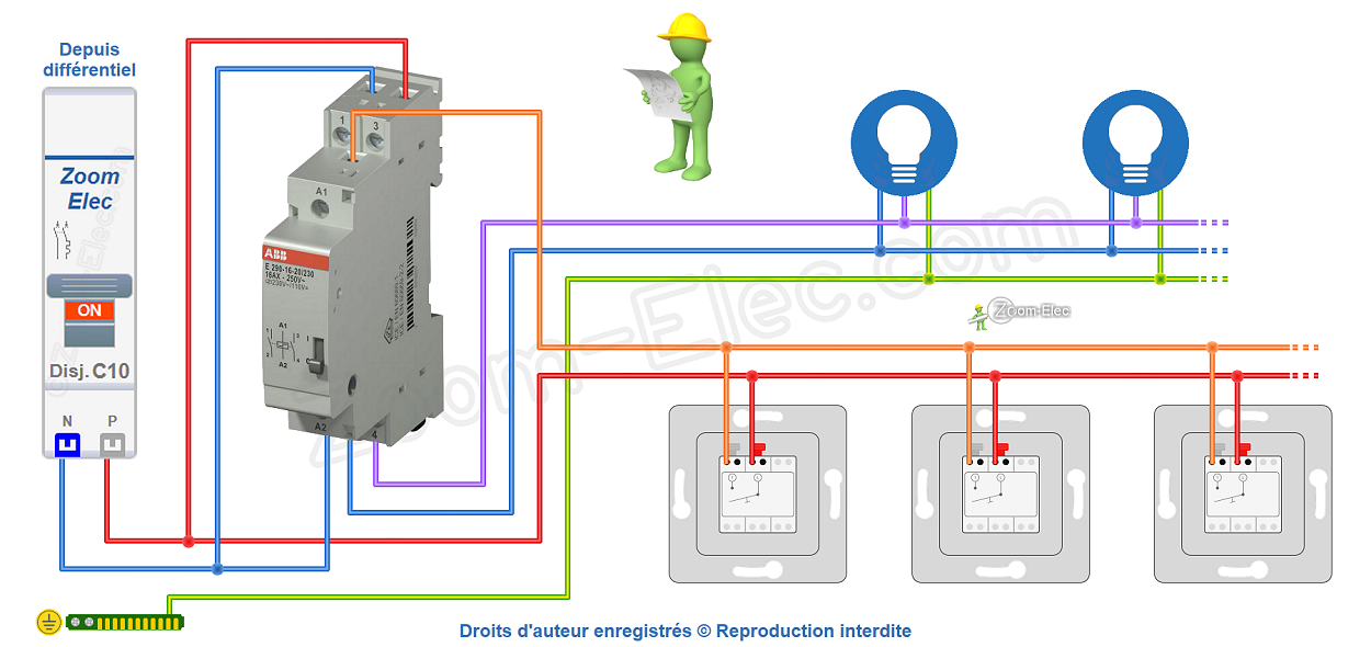 Comment brancher un télérupteur ABB E290-16-20 ?