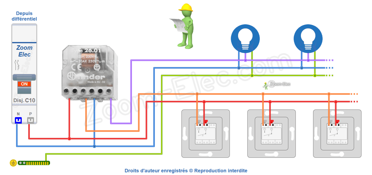 Comment brancher un télérupteur Finder encastrable ou de boite de dérivation ?