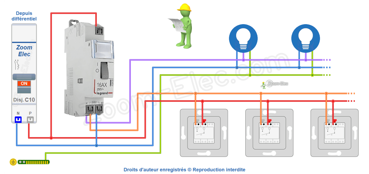 Comment brancher un télérupteur unipolaire Legrand 412420 ?