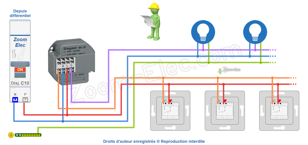 Comment brancher un télérupteur Legrand 49120 encastrable ou de boîte de dérivation ?