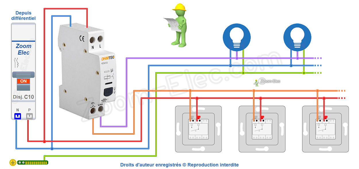 Comment brancher un télérupteur unipolaire Ohmtec ?