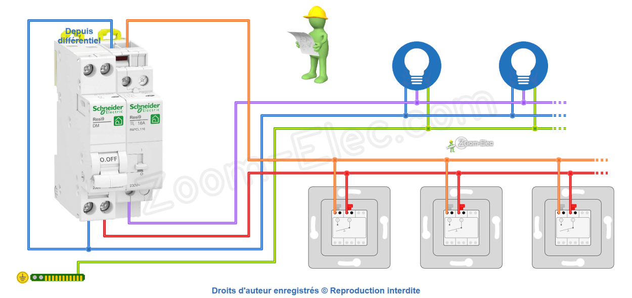 Comment brancher un télérupteur Schneider Resi9 TL R9PCL116 ?