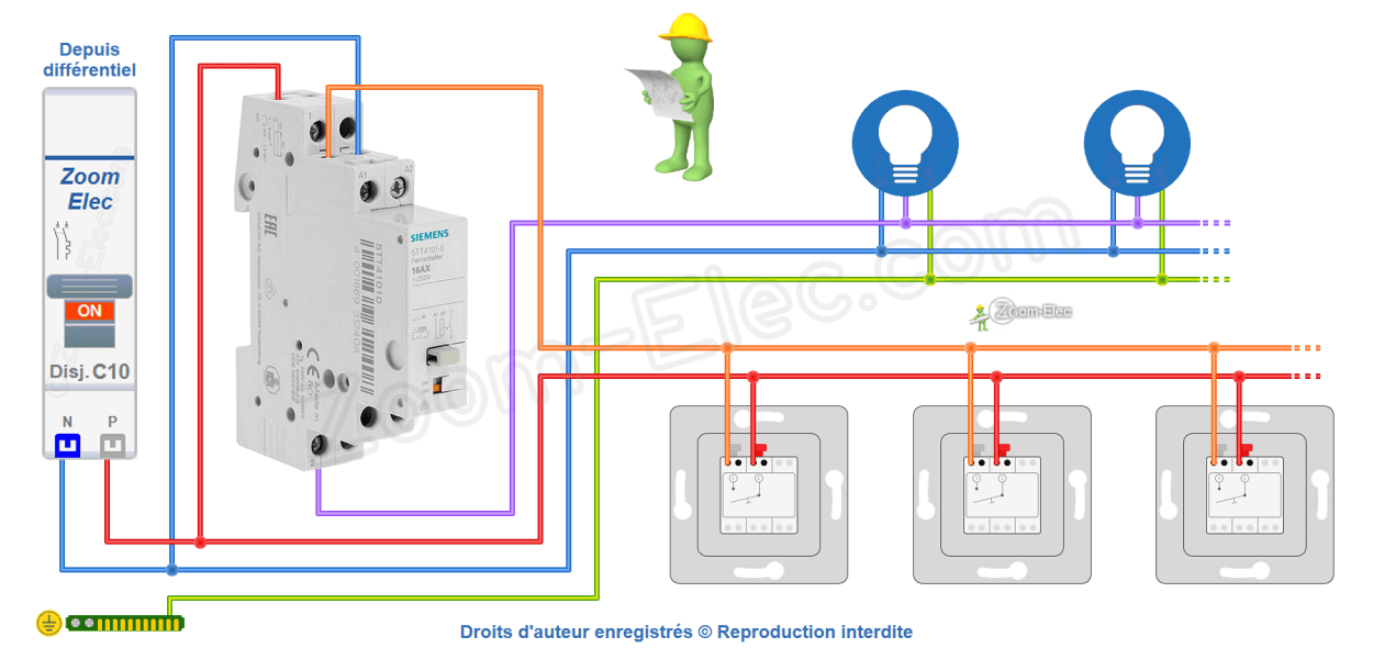 Comment brancher un télérupteur Siemens ?