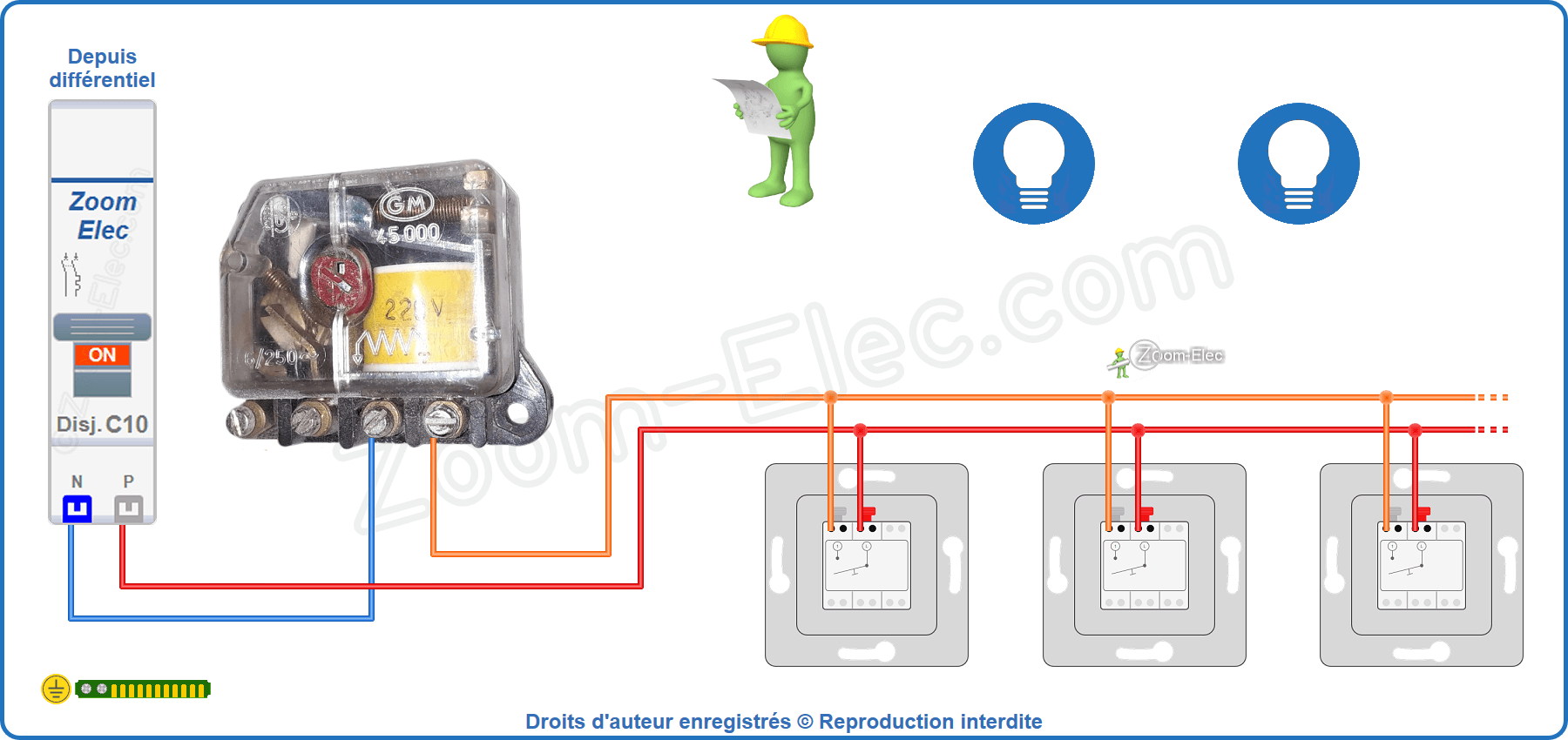 Montage du circuit de commande de l'ancien télérupteur GM ou Gérard Mang 4500