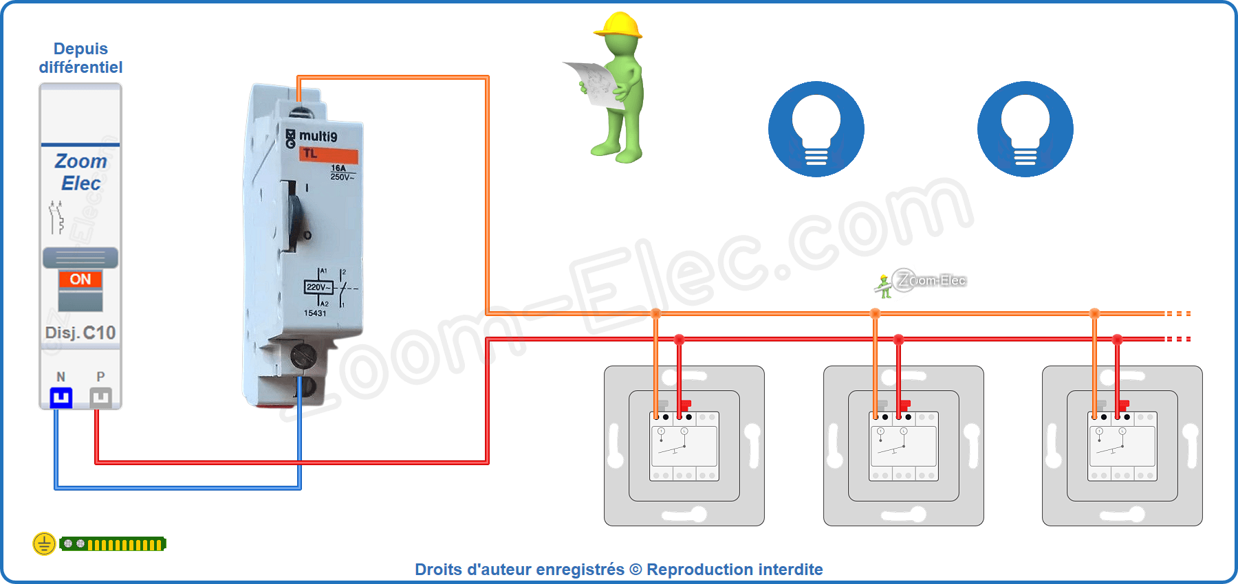 Montage du circuit de commande de l'ancien télérupteur Merlin Gerin multi 9 15431